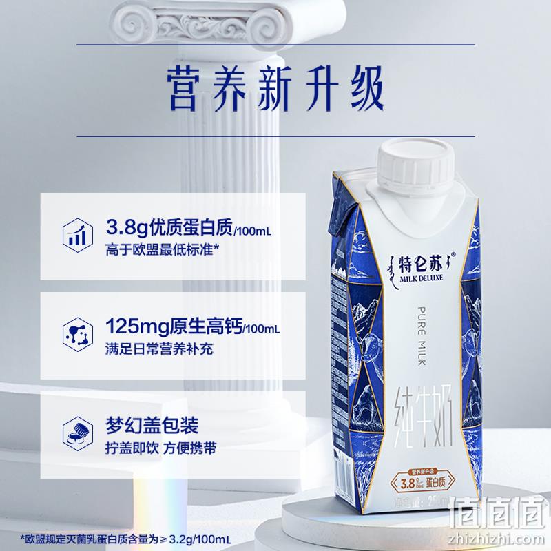 特仑苏 梦幻盖 纯牛奶 250ml*10盒*2件 89元包邮（拍2件） 值值值-买手聚集的地方