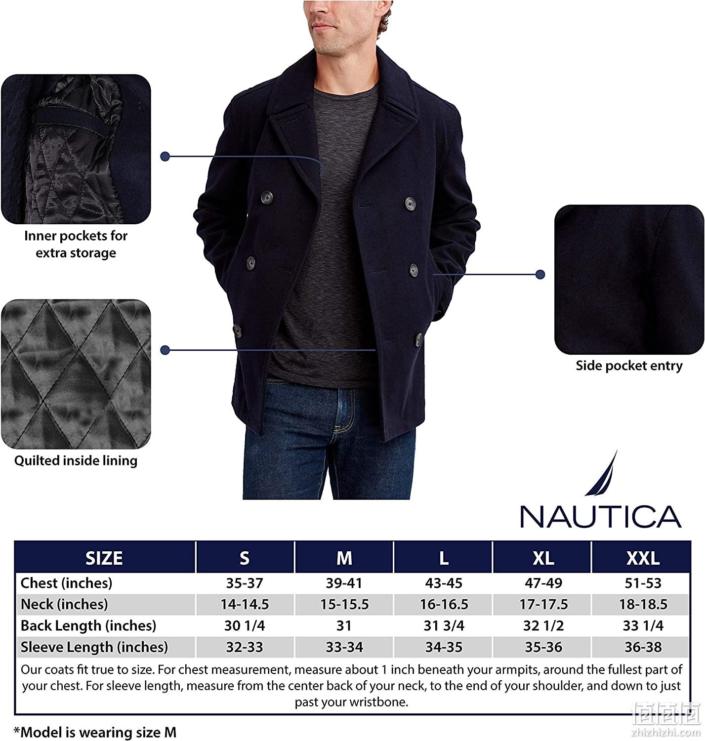 Nautica 诺帝卡 男士经典羊毛混纺短款大衣 721.98元 值值值-买手聚集的地方