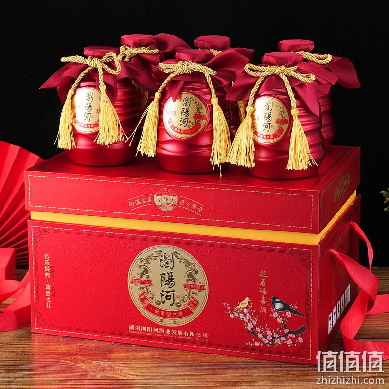 浏阳河 迎春鸿喜 53度酱香型白酒500mL*6瓶 手提式仿皮礼盒装 139元包邮（需用券） 值值值-买手聚集的地方