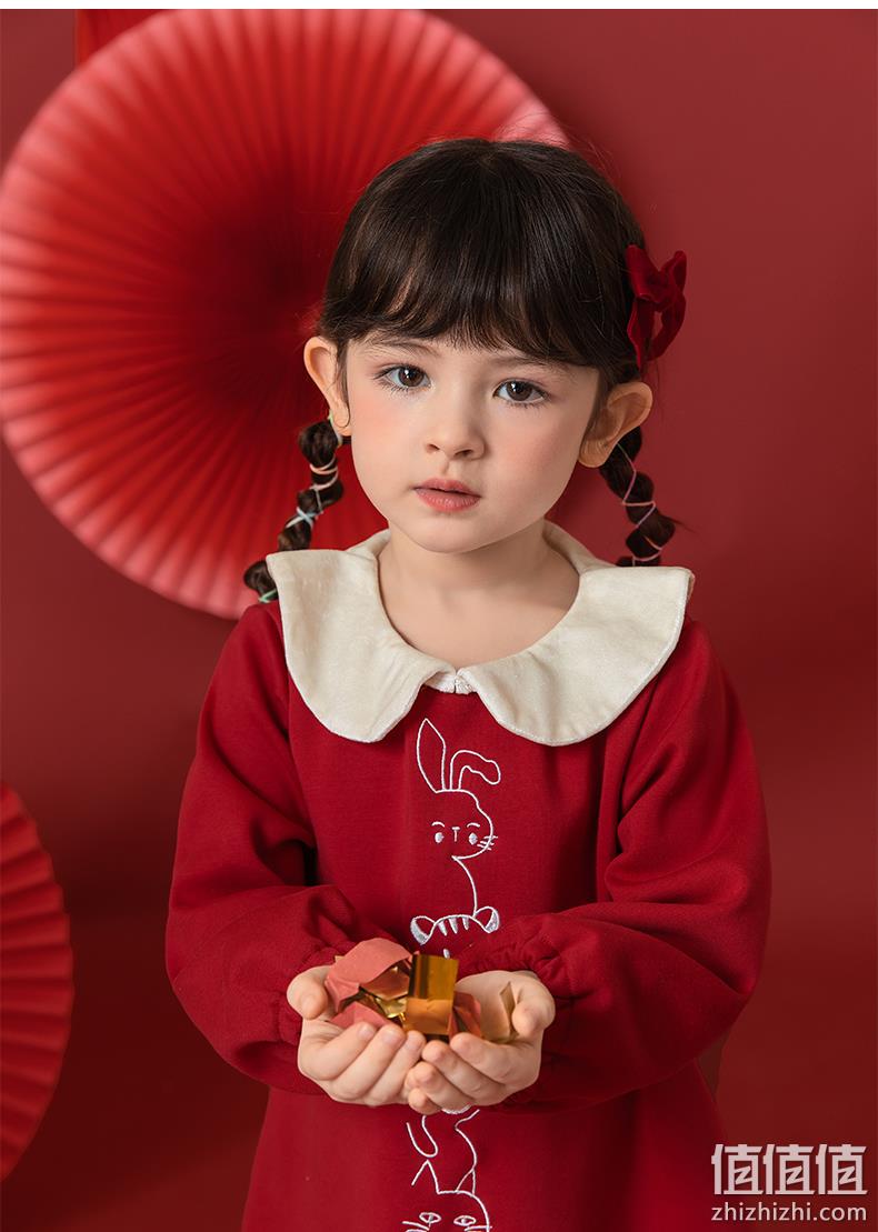 Jellybaby 杰里贝比 女童加绒秋冬新年连衣裙（80~140码） 69元包邮（双重优惠） 值值值-买手聚集的地方