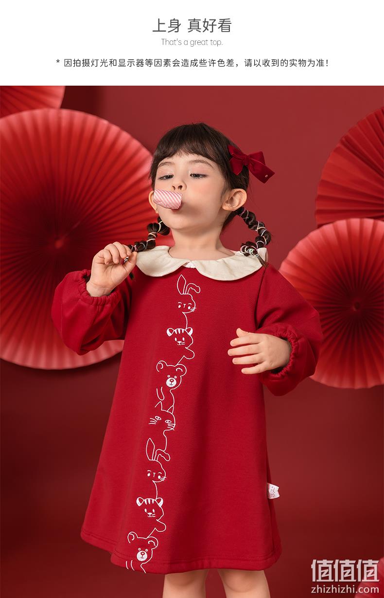 Jellybaby 杰里贝比 女童加绒秋冬新年连衣裙（80~140码） 69元包邮（双重优惠） 值值值-买手聚集的地方