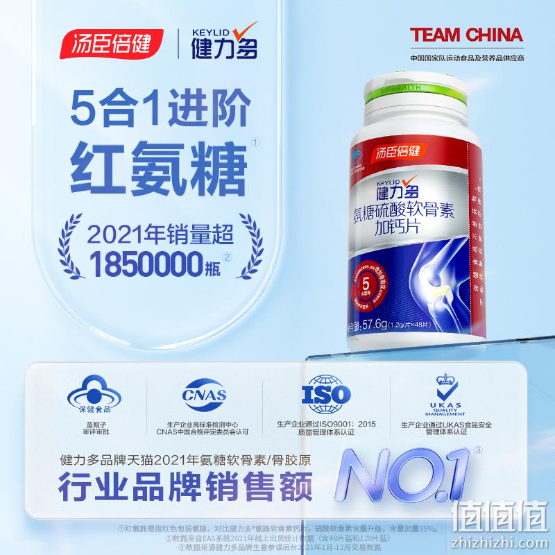 汤臣倍健 Keylid 健力多 氨糖硫酸软骨素加钙片 1.2g*48片*2瓶 88.9元包邮（双重优惠） 值值值-买手聚集的地方