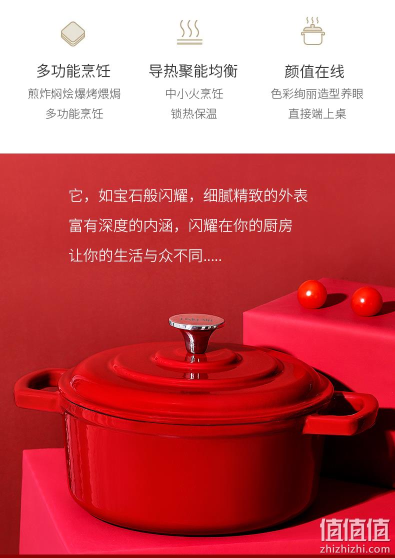 LINKFAIR 凌丰 LFTG-FL22SD 铸铁珐琅双耳汤锅22cm 多色 149元包邮（需领券） 值值值-买手聚集的地方