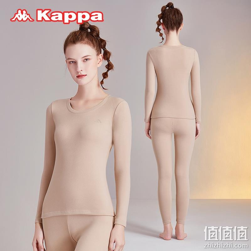 Kappa 22秋冬新款 情侣氨基酸阳离子植绒保暖内衣套装 KP2C02/04 89元包邮（双重优惠） 值值值-买手聚集的地方
