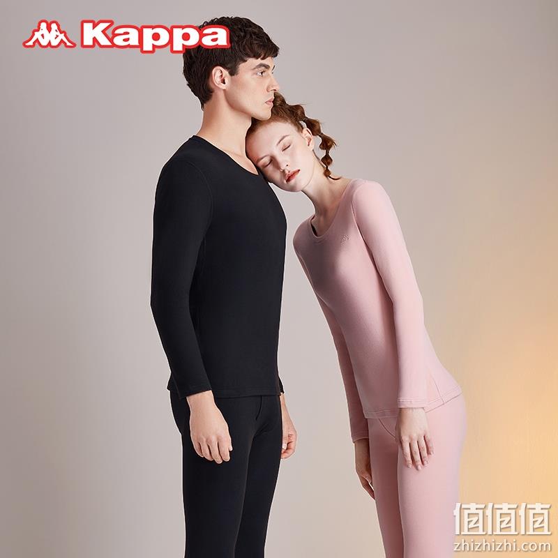 Kappa 22秋冬新款 情侣氨基酸阳离子植绒保暖内衣套装 KP2C02/04 89元包邮（双重优惠） 值值值-买手聚集的地方