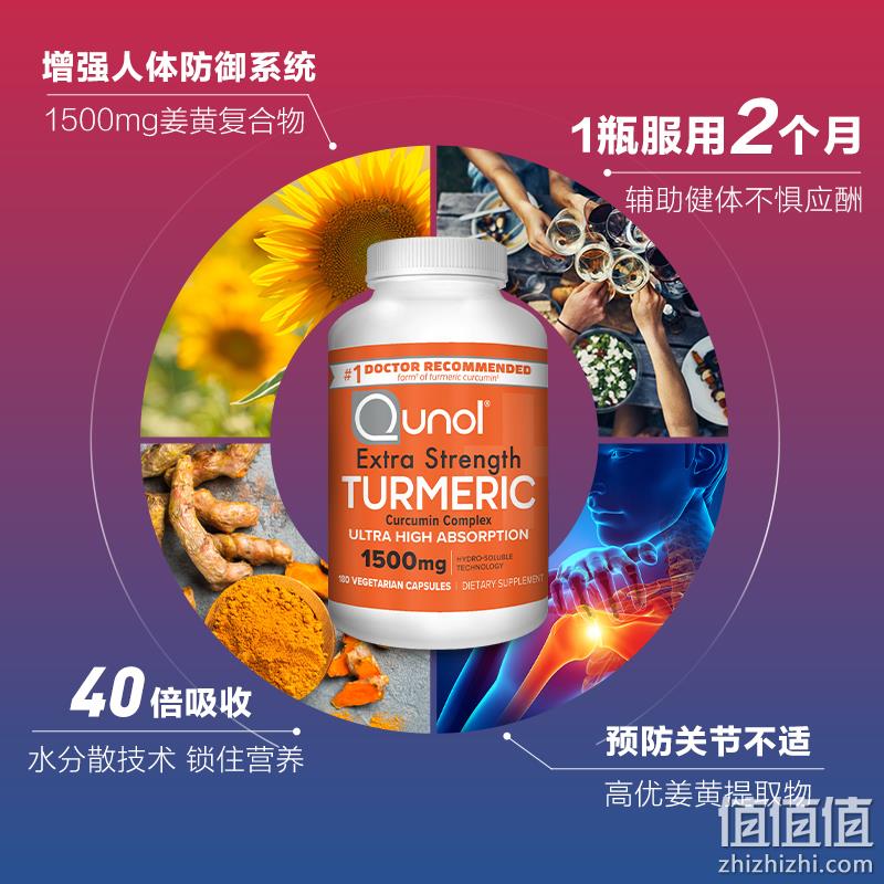 亚马逊销冠！Qunol 酋诺 超级姜黄素软胶囊 500mg*180粒 275.24元（天猫旗舰店券后359元） 值值值-买手聚集的地方