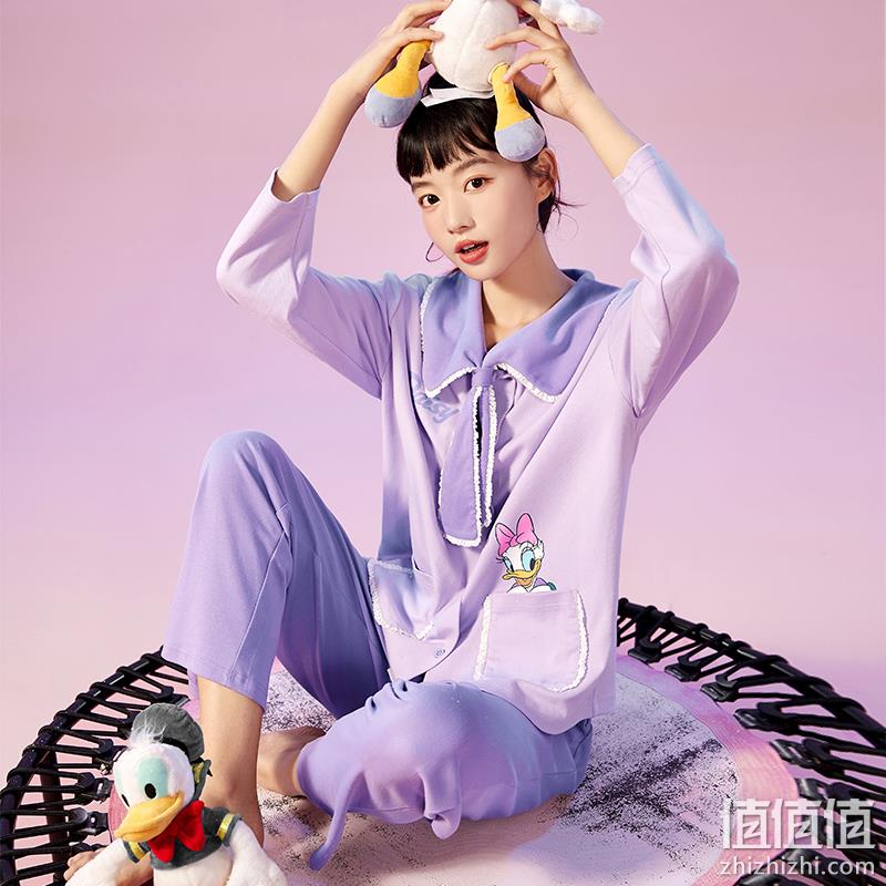 阪织屋&迪士尼联名  女士开衫牛奶丝家居服套装 2色 99元包邮（需领券） 值值值-买手聚集的地方