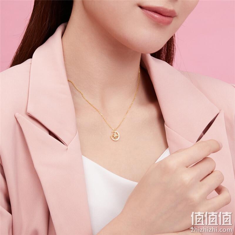 史低！CHOW TAI SENG 周大生 S925星月同行锁骨链 69元包邮 值值值-买手聚集的地方