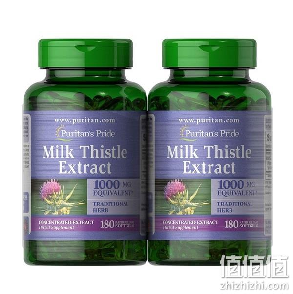解酒护肝，Puritan's Pride 普丽普莱 奶蓟提取物软胶囊1000mg*180粒*2瓶装 116.83元（Prime会员92折） 值值值-买手聚集的地方