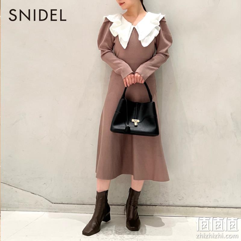SNIDEL 2022冬新品大翻领收腰针织连衣裙 SWNO224110 438.97元 值值值-买手聚集的地方