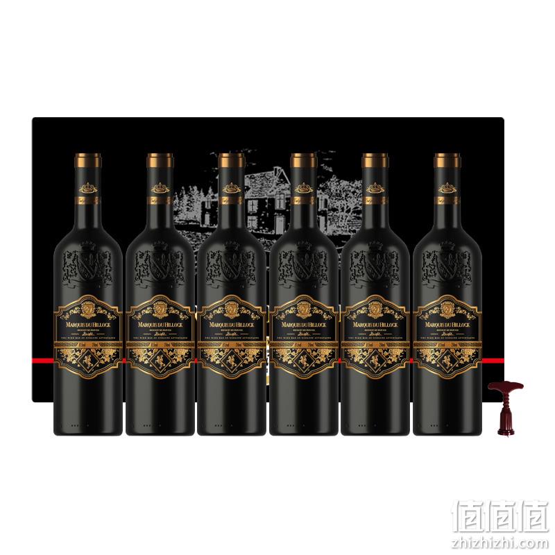 法国原酒进口，Marquis Du Hillock 侯爵 AOP级 骑士干红葡萄酒750mL*6瓶 礼盒装 129元包邮（需用券） 值值值-买手聚集的地方
