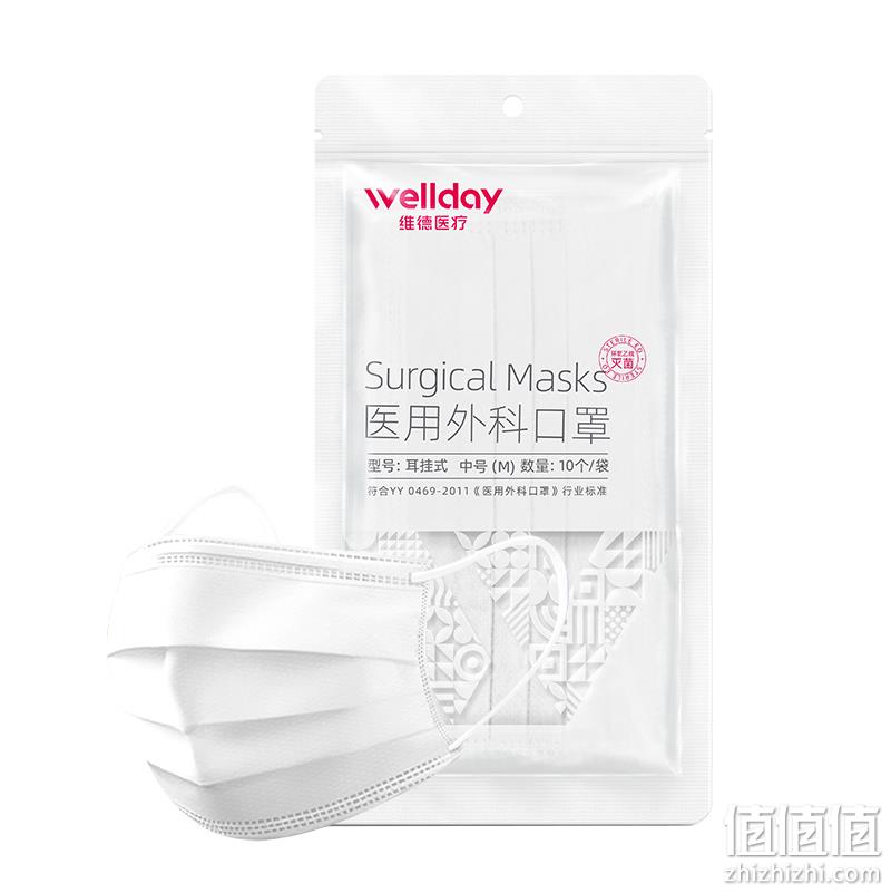 维德医疗 灭菌级一次性医用外科口罩 100只   多色 20元包邮（需领券） 值值值-买手聚集的地方