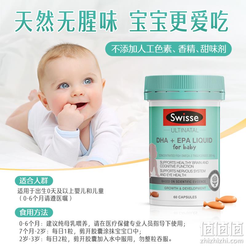 88VIP会员，Swisse 斯维诗 婴幼儿DHA+EPA鱼油软胶囊 60粒*2瓶 131.1元包邮（65.55元/件） 值值值-买手聚集的地方