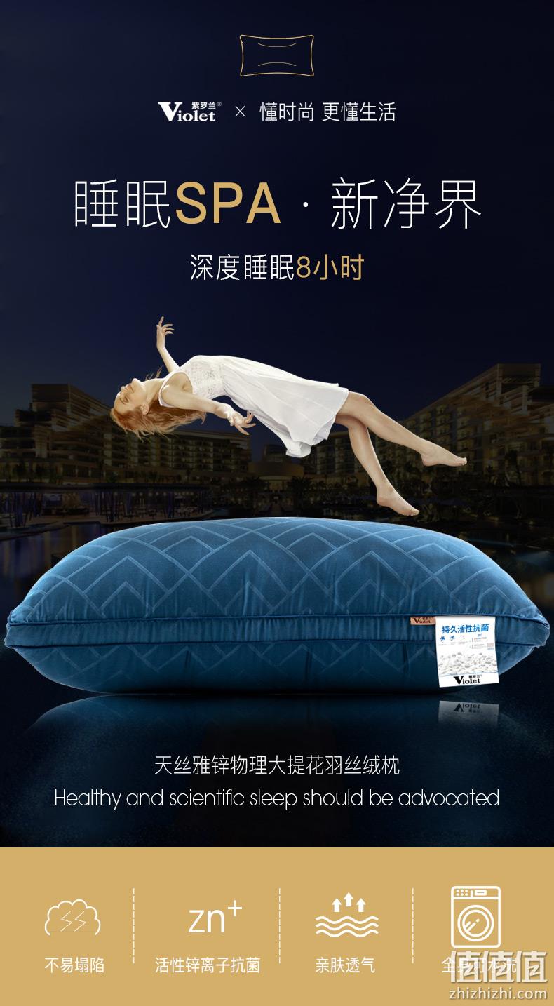 高档酒店款，紫罗兰 天丝雅锌物理抗菌大提花羽丝绒枕头单个 43元包邮（双重优惠） 值值值-买手聚集的地方