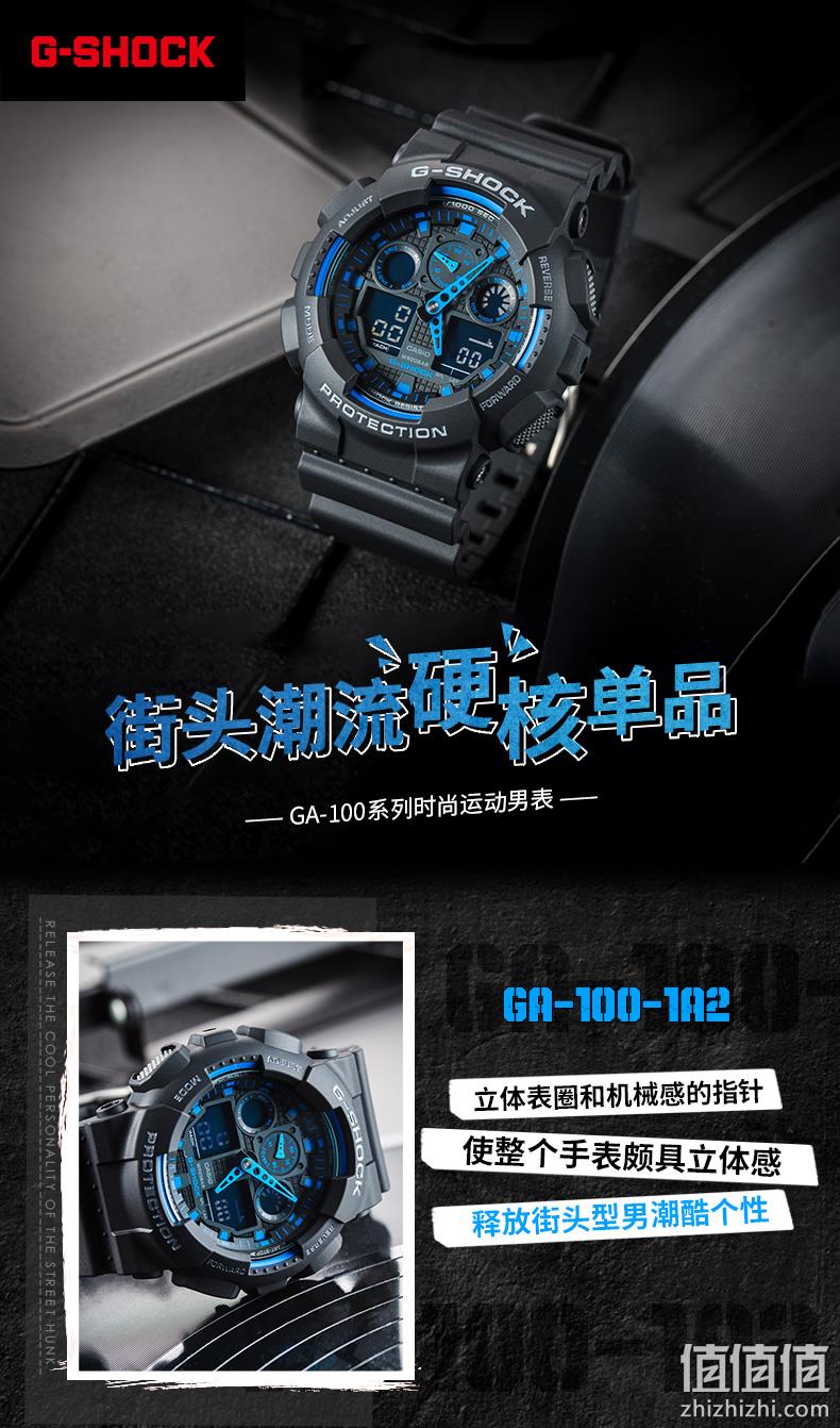 CASIO 卡西欧 G-SHOCK 男士运动石英表 GA-100-1A2DR 519元包邮（双重优惠） 值值值-买手聚集的地方
