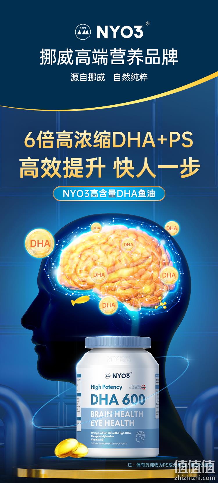 NYO3 挪威高DHA大脑鱼油 60粒 113.14元包邮（双重优惠） 值值值-买手聚集的地方