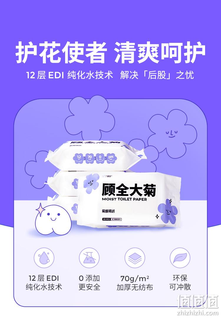 丁香医生 菊部用纸湿厕纸 60抽*4包 24.9元包邮（需领券） 值值值-买手聚集的地方