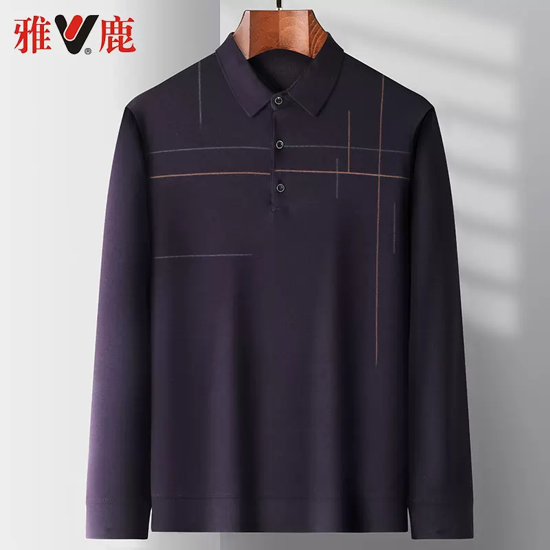 雅鹿 2023春季新款男式长袖翻领T恤 3色 69元包邮（需领券） 值值值-买手聚集的地方