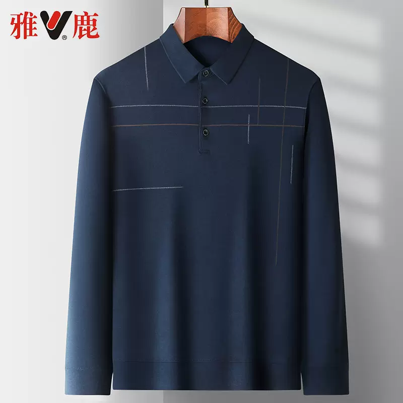 雅鹿 2023春季新款男式长袖翻领T恤 3色 69元包邮（需领券） 值值值-买手聚集的地方