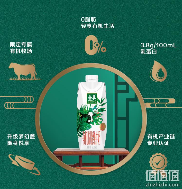 伊利 金典 梦幻盖有机脱脂纯牛奶 250ml*10盒*2件 101.81元包邮（拍2件） 值值值-买手聚集的地方