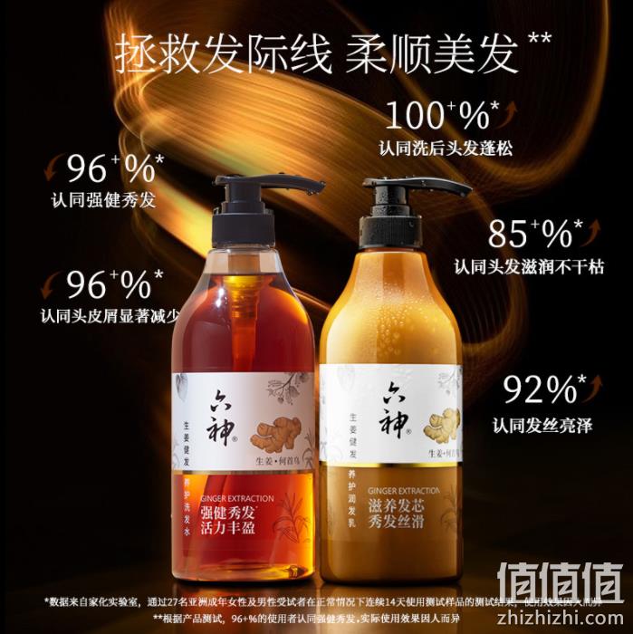 六神 生姜健发蓬松控油洗发水/护发素  750ml*2瓶 赠洗护100ml 38.9元包邮（需领券） 值值值-买手聚集的地方