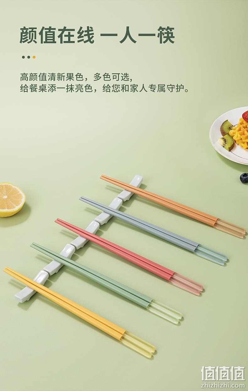 KBH 康巴赫 吉兔五色分食合金筷子5双 19.9元包邮（需领券） 值值值-买手聚集的地方