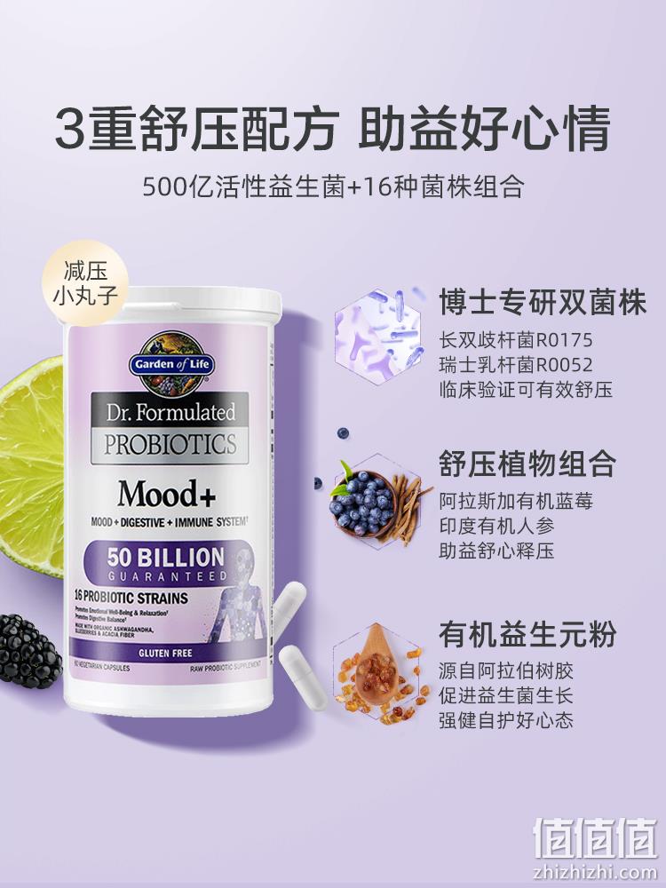 减压小丸子，Garden of Life 生命花园 Dr. Formulated  情绪益生菌 60粒 99元包邮包税（双重优惠） 值值值-买手聚集的地方