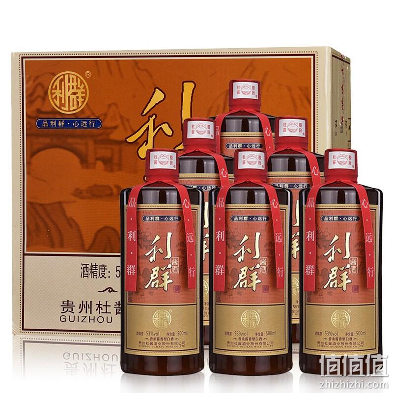 PLUS会员，杜酱 利群酱酒 53度香柔酱香型白酒500mL*6瓶+3个手提袋 348元包邮（折58元/瓶） 值值值-买手聚集的地方