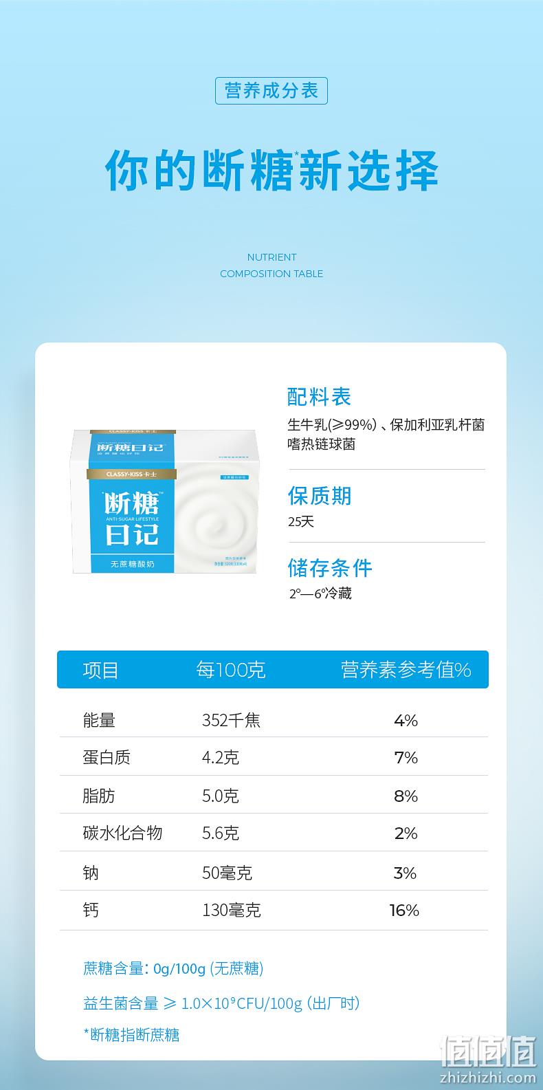CLASSY·KISS 卡士 断糖日记无蔗糖酸奶 8杯 70元包邮（双重优惠） 值值值-买手聚集的地方