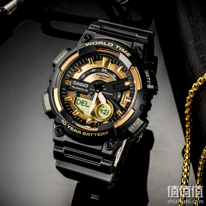 CASIO 卡西欧 AEQ-110BW-9A 双显防水黑金运动手表 266元包邮包税（需领券） 值值值-买手聚集的地方