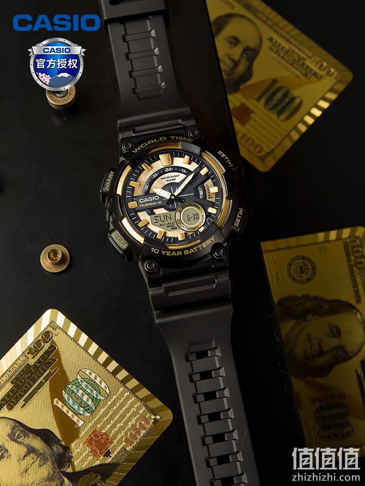 CASIO 卡西欧 AEQ-110BW-9A 双显防水黑金运动手表 266元包邮包税（需领券） 值值值-买手聚集的地方