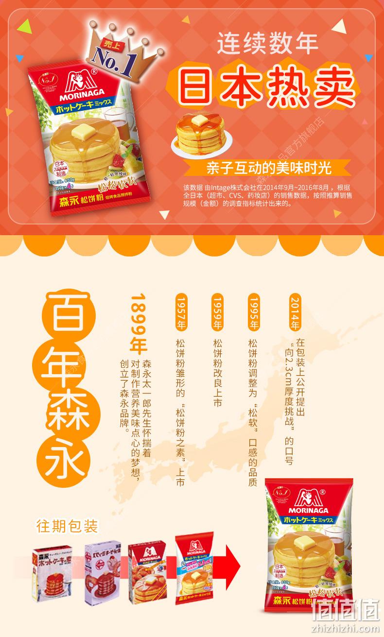 日本进口 Morinaga 森永 无添加预调松饼粉 600g*3件（赠捏捏松饼粉120g） 89元包邮（29.67元/件） 值值值-买手聚集的地方