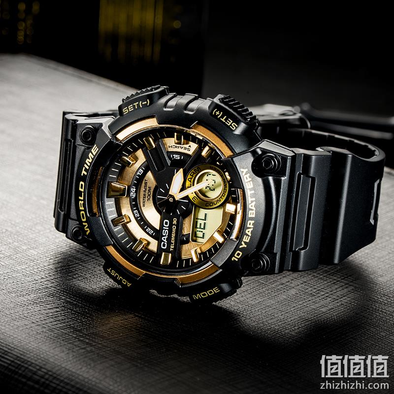 CASIO 卡西欧 AEQ-110BW-9A 双显防水黑金运动手表 266元包邮包税（需领券） 值值值-买手聚集的地方