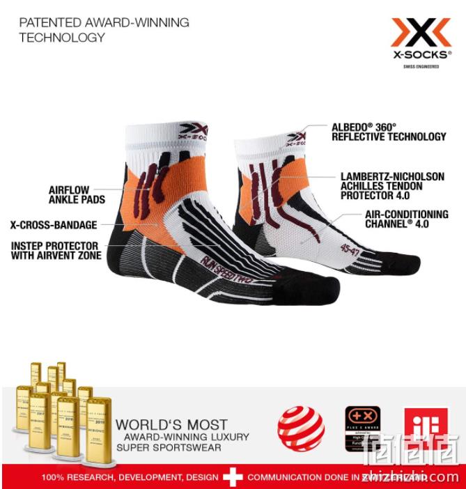 亚马逊销冠！X-SOCKS Run Speed Two 速跑二代专业马拉松跑步袜  XS-RS16S19U 新低87.2元（天猫199元） 值值值-买手聚集的地方