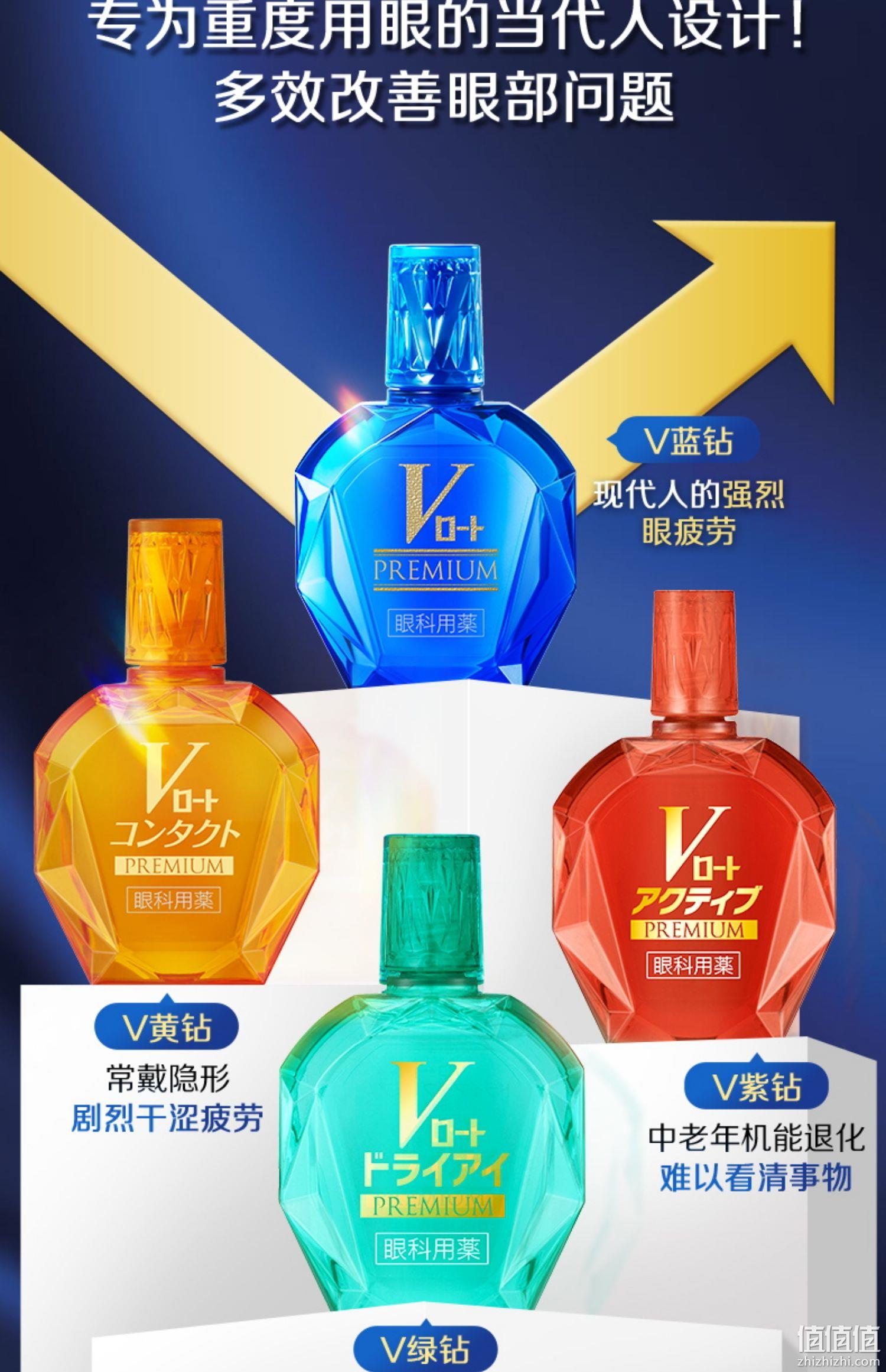 日本原装进口 Rohto 乐敦 V蓝钻/紫钻/绿钻 防蓝光超V滴眼液 15ml*2件 178元包邮包税（史低89/瓶） 值值值-买手聚集的地方
