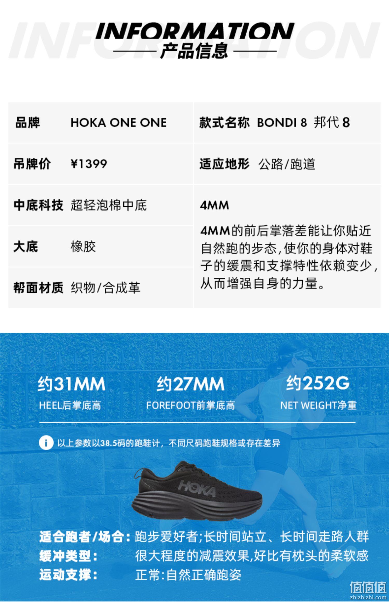 HOKA ONE ONE Bondi 8 邦代8 2022年新款男士缓震公路跑步鞋 794元起 值值值-买手聚集的地方