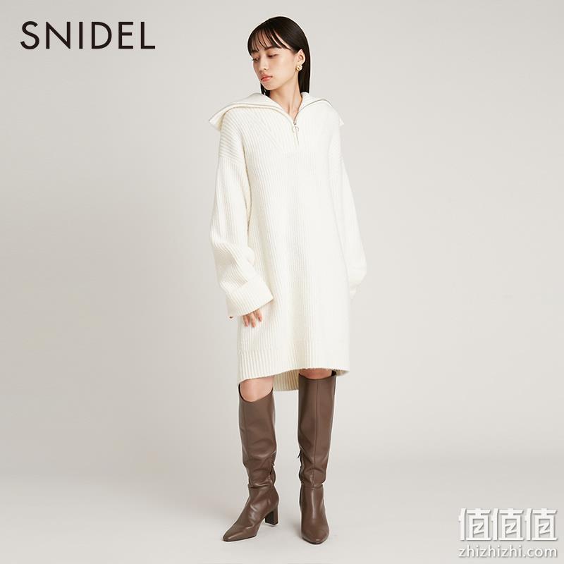 SNIDEL 2023春新品羊毛翻领拉链针织连衣裙 SWNO231008 684.72元（天猫旗舰店1170元） 值值值-买手聚集的地方