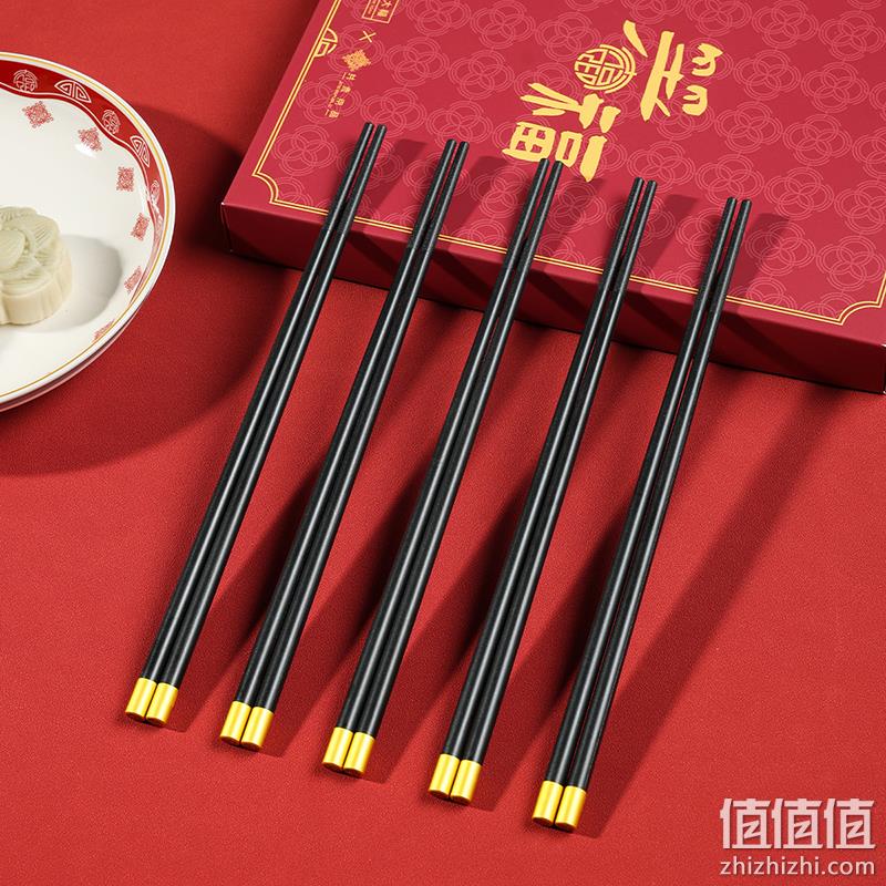 共禾京品 祥云合金筷 5双装 新低9.9元包邮（需领券） 值值值-买手聚集的地方