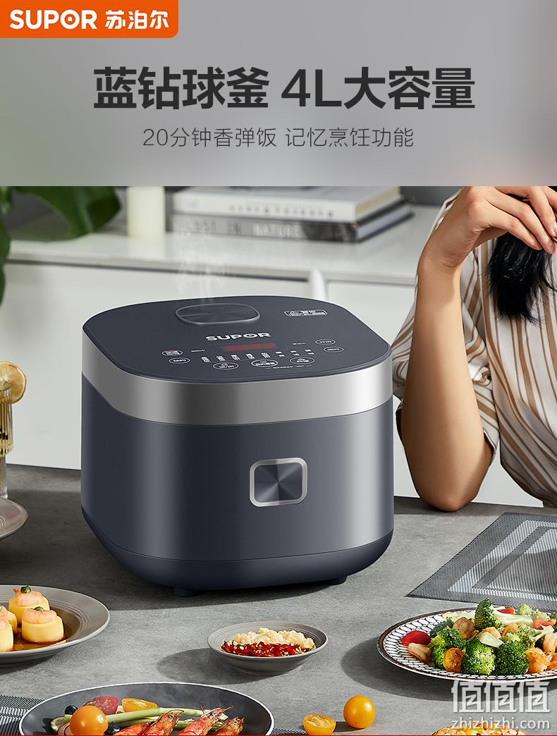 Plus会员，Supor 苏泊尔 SF40FC776 蓝钻球釜电饭煲 4L 新低159元包邮（晒单返10元红包后） 值值值-买手聚集的地方