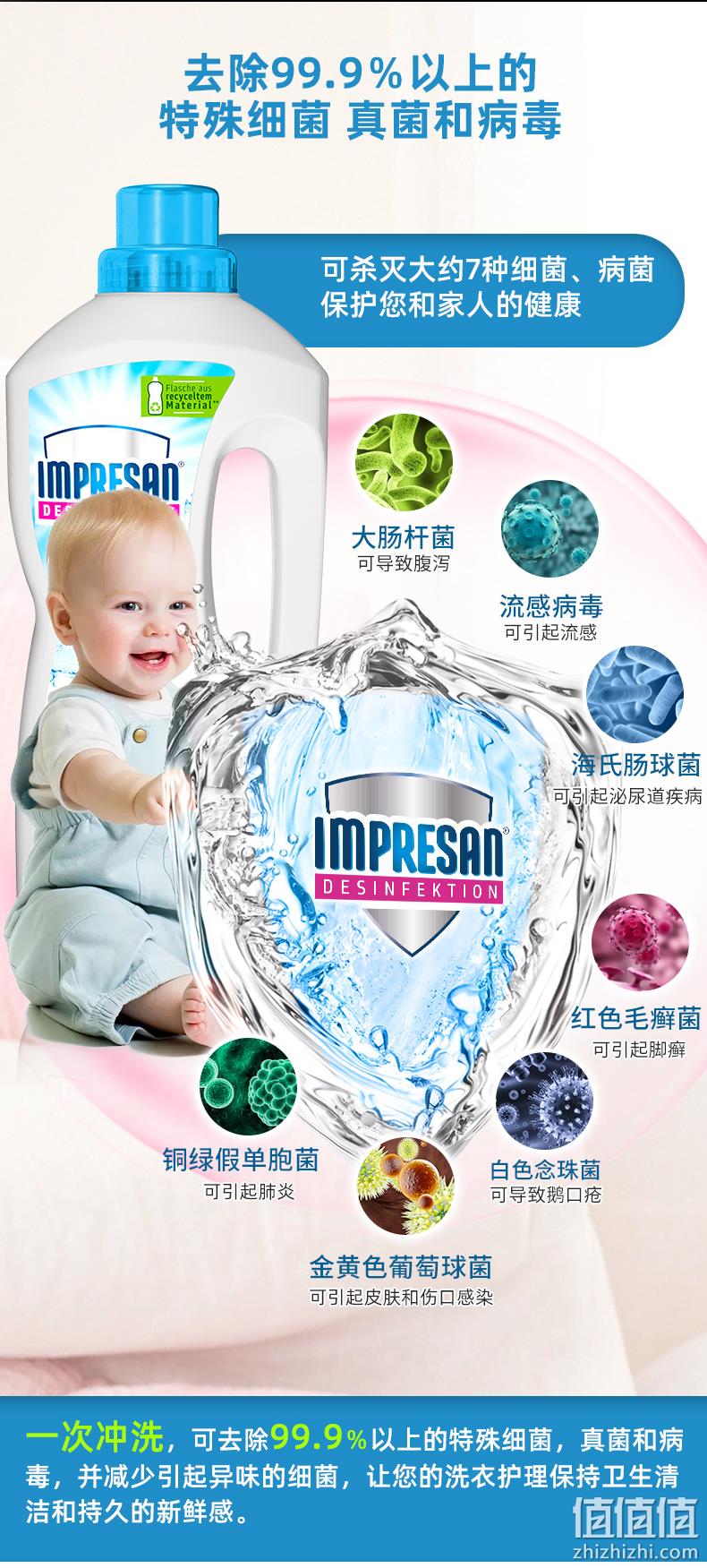德国百年品牌，IMPRESAN 英普林氏 织物消毒液（通用型+居家型）1.25L*2瓶 69元包邮（34.5元/瓶） 值值值-买手聚集的地方
