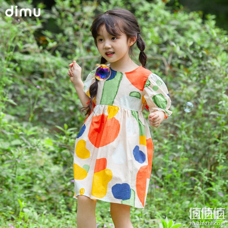 dimu 笛牧 2023年夏新款儿童女童涂鸦印花纯棉连衣裙 69元包邮（需领券） 值值值-买手聚集的地方
