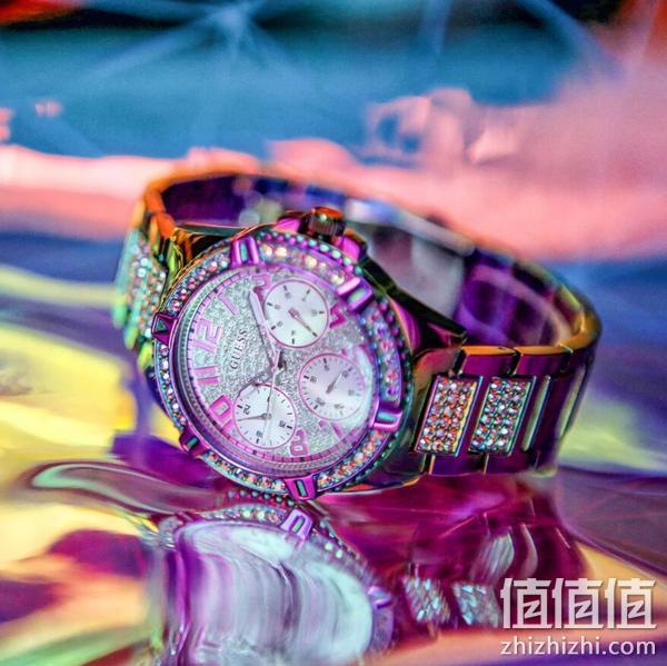Jennifer Lopez同款，GUESS 盖斯 GW0044L1 紫色镶钻三眼大表盘时尚女表 728元 值值值-买手聚集的地方