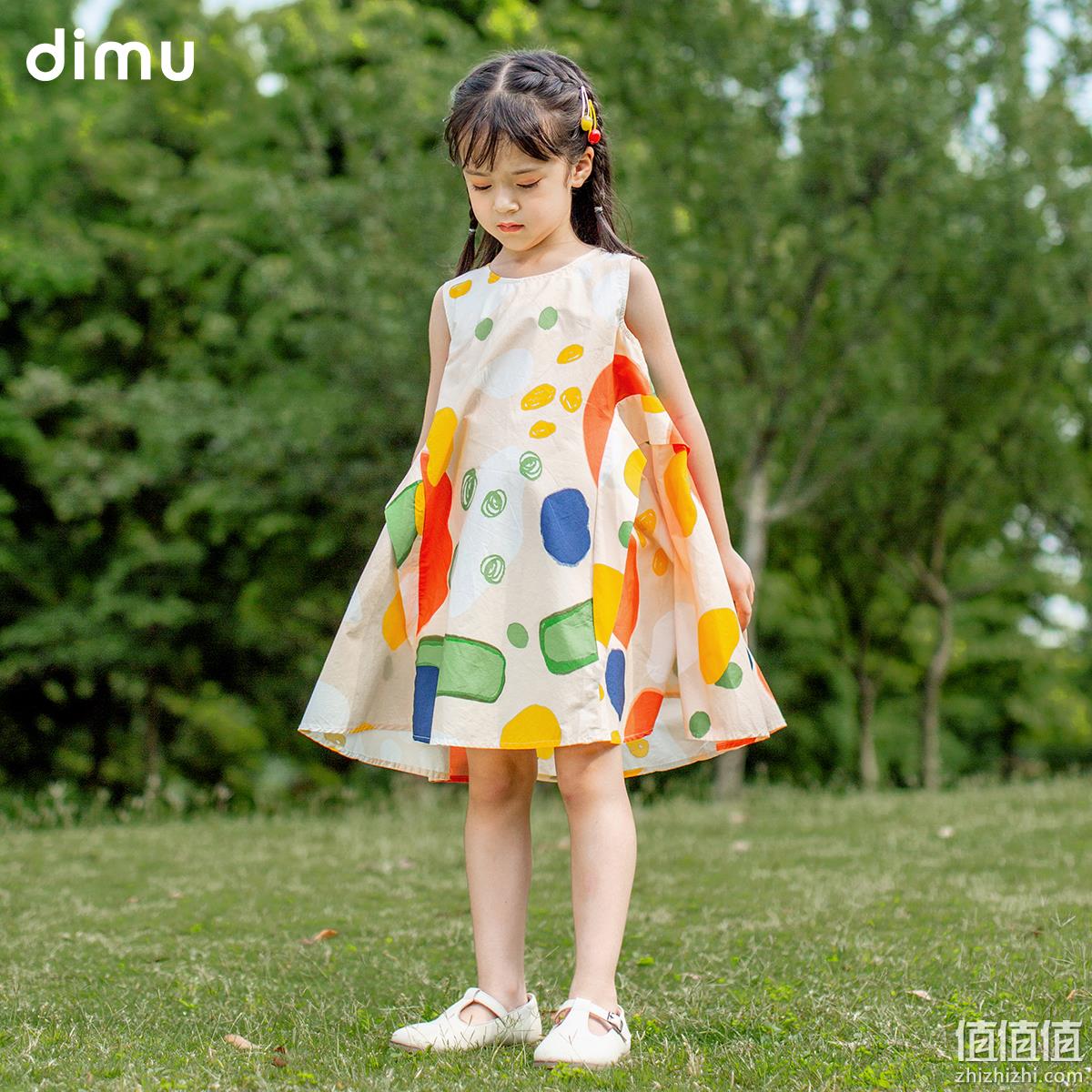 dimu 笛牧 2023年夏新款儿童女童涂鸦印花纯棉连衣裙 69元包邮（需领券） 值值值-买手聚集的地方