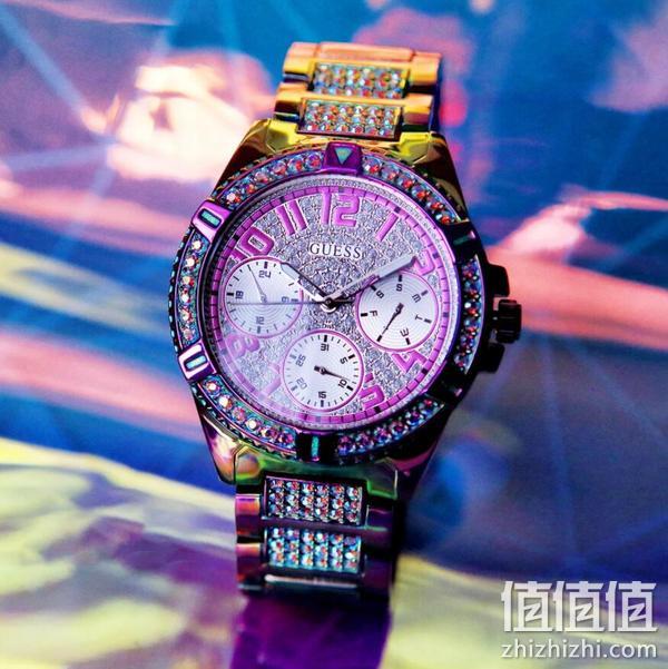 Jennifer Lopez同款，GUESS 盖斯 GW0044L1 紫色镶钻三眼大表盘时尚女表 728元 值值值-买手聚集的地方