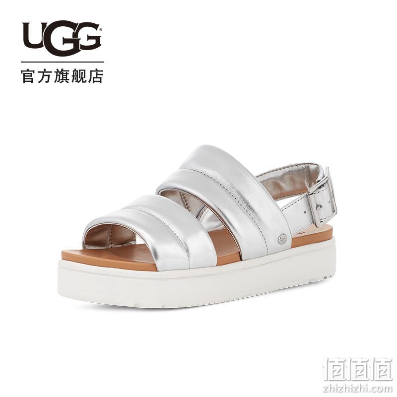 Plus会员，UGG Zayne赞纳系列 女士金属银色时尚厚底凉鞋1128636 259元包邮（双重优惠） 值值值-买手聚集的地方