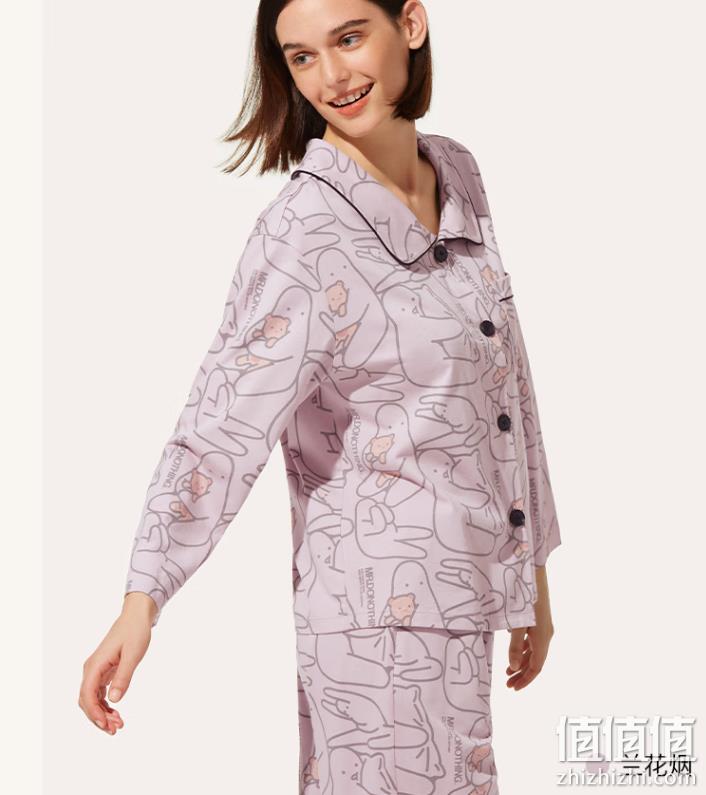 Ubras X 韩国Mr.DONOTHING联名 凉感冰丝印花抗菌短袖长裤睡衣家居服套装 89元包邮（双重优惠） 值值值-买手聚集的地方