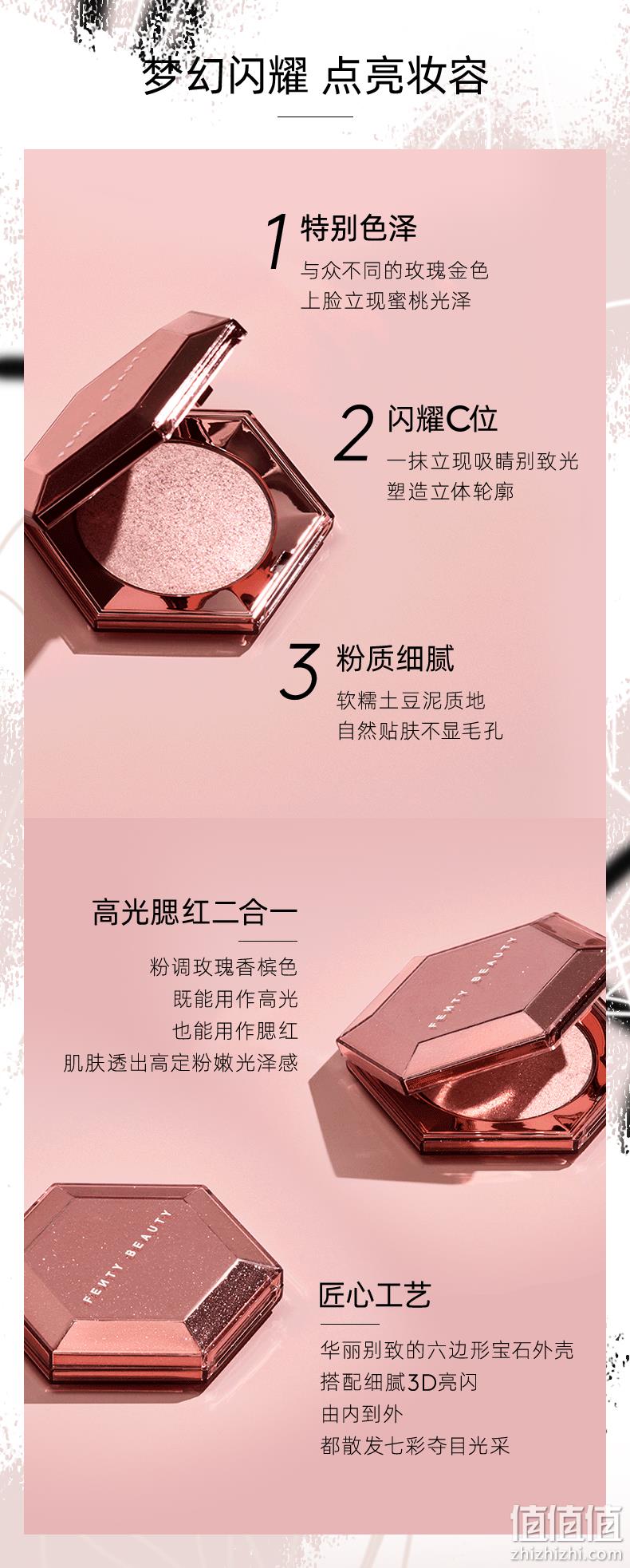 蕾哈娜个人彩妆品牌，FENTY BEAUTY 星钻炸弹 3D钻石高光粉饼 8g 新低79元包邮（需领券） 值值值-买手聚集的地方
