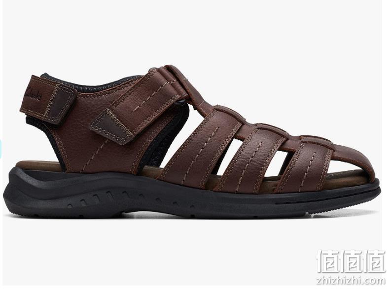 亚马逊销冠！Clarks 其乐  Walkford Fish 男士真皮包头凉鞋 2色多码 381.12元 值值值-买手聚集的地方
