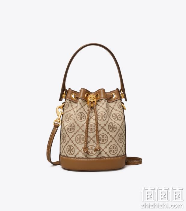 TORY BURCH 汤丽柏琦 T MONOGRAM 女士迷你提花斜挎水桶包 87961 新低2514.29元（官网4250元） 值值值-买手聚集的地方