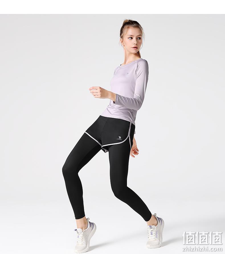 降￥15新低！Camel 骆驼 女式短袖/长袖健身瑜伽服假两件运动套装 多色 新低84元包邮（需领券） 值值值-买手聚集的地方